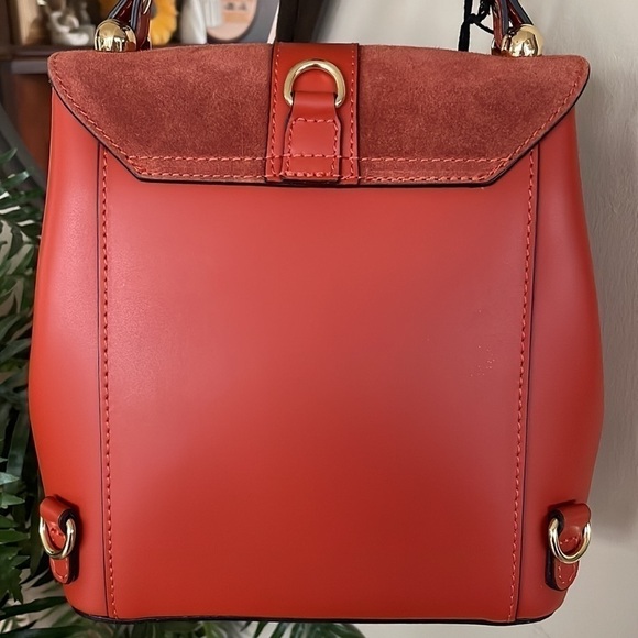 Brand New Viola Castellani Genuine Leather Papaya Orange Backpack Crossbody main image 10